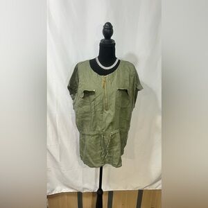 Ellen Tracy Sage Green Blouse with Front Zipper